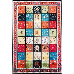 فرش گبه ابریشمی کد 1030 زمینه مشکی (غیربرجسته)