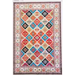 فرش گبه ابریشمی کد 1020 زمینه کرم (غیربرجسته)