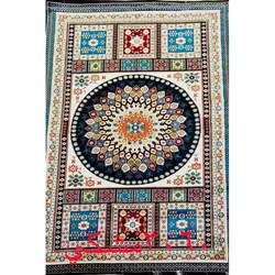 فرش گبه ابریشمی کد 3060 زمینه مشکی (غیربرجسته)