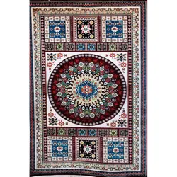 فرش گبه ابریشمی کد 3060 زمینه لاکی (غیربرجسته)