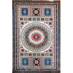 فرش گبه ابریشمی کد 3060 زمینه بژ (غیربرجسته)