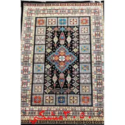 فرش گبه ابریشمی کد 3050 زمینه مشکی (غیربرجسته)