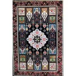 فرش گبه ابریشمی کد 3030 زمینه مشکی (غیربرجسته)