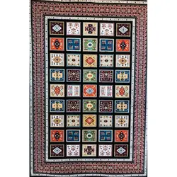 فرش گبه ابریشمی کد 2090 زمینه مشکی (غیربرجسته)