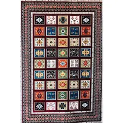 فرش گبه ابریشمی کد 2090 زمینه لاکی (غیربرجسته)