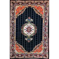 فرش گبه ابریشمی کد 2060 زمینه مشکی (غیربرجسته)