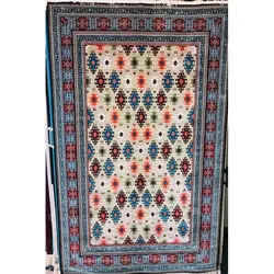 فرش گبه ابریشمی کد 2050 زمینه مشکی (غیربرجسته)