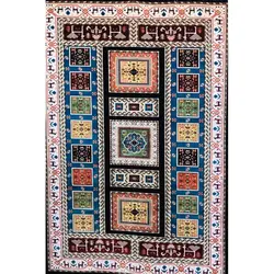 فرش گبه ابریشمی کد 2010 زمینه مشکی (غیربرجسته)