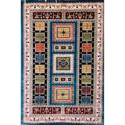 فرش گبه ابریشمی کد 2010 زمینه آبی (غیربرجسته)
