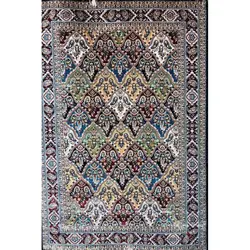 فرش گبه ابریشمی کد 1090 زمینه مشکی (غیربرجسته)