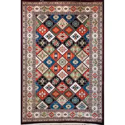 فرش گبه ابریشمی کد 1020 زمینه لاکی (غیربرجسته)