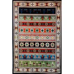 فرش گبه ابریشمی کد 1010 زمینه مشکی (غیربرجسته)
