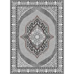 گلیم ماشینی کاشان کد 135 زمینه طوسی (غیربرجسته)