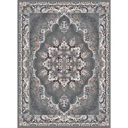 گلیم ماشینی کاشان کد 133 زمینه طوسی (غیربرجسته)