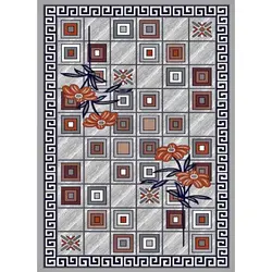 گلیم ماشینی کاشان کد 124 زمینه طوسی (غیربرجسته)