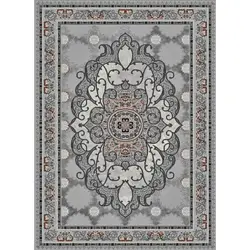 گلیم ماشینی کاشان کد 130 زمینه طوسی (غیربرجسته)