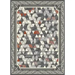 گلیم ماشینی کاشان کد 102 زمینه طوسی (غیربرجسته)
