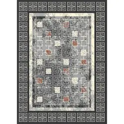 گلیم ماشینی کاشان کد 103 زمینه طوسی (غیربرجسته)