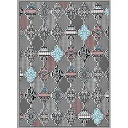 گلیم ماشینی کاشان کد 146 زمینه طوسی (غیربرجسته)