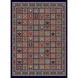 گلیم ماشینی کاشان کد 01 زمینه سورمه ای (غیربرجسته)