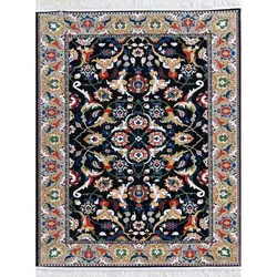 فرش پارسیس گبه ابریشمی کد 4040 زمینه مشکی (غیربرجسته)