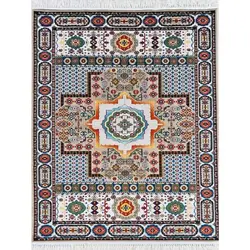 فرش پارسیس گبه ابریشمی کد 5060 زمینه بژ (غیربرجسته)