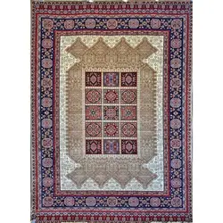 فرش مهدیان گبه 700 شانه کد 103 زمینه بژ (غیربرجسته)
