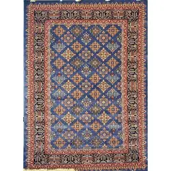 فرش مهدیان گبه 700 شانه کد 104 زمینه آبی (غیربرجسته)