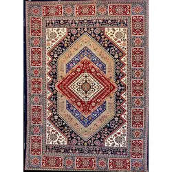فرش مهدیان گبه 700 شانه کد 105 زمینه سورمه ای (غیربرجسته)