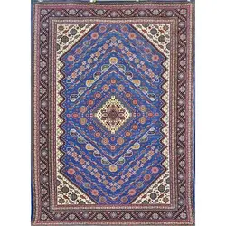 فرش مهدیان گبه 700 شانه کد 106 زمینه آبی (غیربرجسته)
