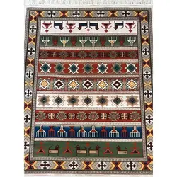 فرش پارسیس گبه ابریشمی کد 1010 زمینه کرم (غیربرجسته)