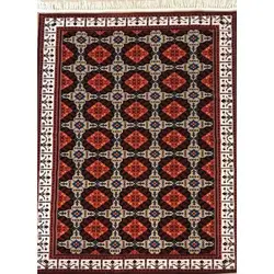 فرش پارسیس گبه ابریشمی کد 6050 زمینه بژ (غیربرجسته)