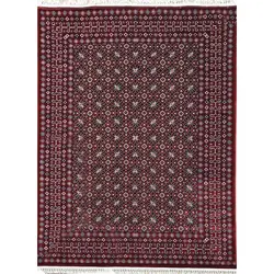 فرش پارسیس گبه ابریشمی کد 4050 زمینه لاکی (غیربرجسته)