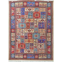 فرش کسری یزد گبه کد 6508 زمینه شکلاتی (غیربرجسته)