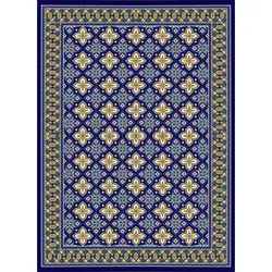 گلیم ماشینی تابش کاشان طرح آذر زمینه سورمه ای (غیربرجسته)