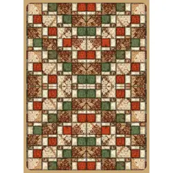 گلیم ماشینی تابش کاشان طرح چهل تیکه زمینه بادامی (غیربرجسته)