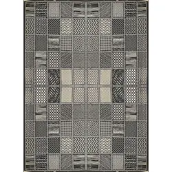 گلیم ماشینی تابش کاشان طرح چهل تیکه چرم زمینه طوسی (غیربرجسته)