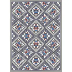 گلیم ماشینی تابش کاشان طرح گل آرا زمینه فیلی (غیربرجسته)