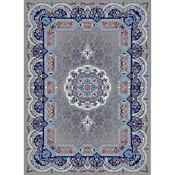 گلیم ماشینی تابش کاشان طرح هالیدی زمینه فیلی (غیربرجسته)