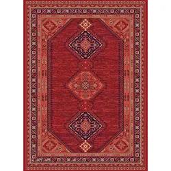 فرش یزدانا گبه کد 50448 زمینه لاکی (غیربرجسته)