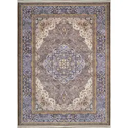 فرش محتشم گبه طرح هریس زمینه خاکستری (غیربرجسته)