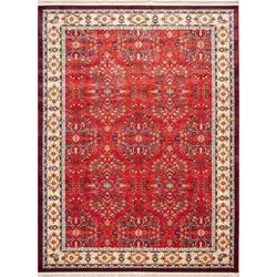 فرش محتشم گبه طرح فلور زمینه لاکی (غیربرجسته)