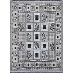 گلیم ماشینی طرح گلبهار زمینه طوسی (غیربرجسته)