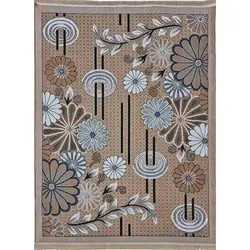 گلیم ماشینی طرح گلسان زمینه بژ (غیربرجسته)