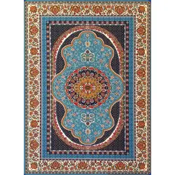 گلیم ماشینی طرح تینا زمینه آبی (غیربرجسته)