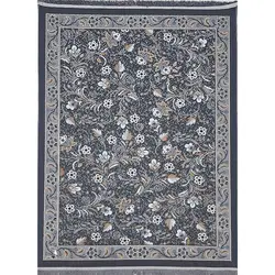 گلیم ماشینی طرح پیچک زمینه طوسی (غیربرجسته)