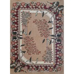 گلیم ماشینی طرح پاپیون زمینه بژ (غیربرجسته)