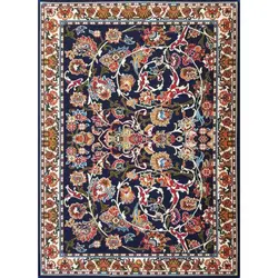 گلیم ماشینی طرح افشان زمینه سورمه ای (غیربرجسته)