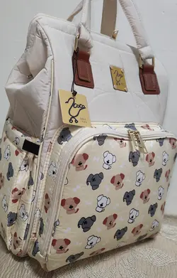 کوله وکیف و ساک لوازم نوزاد چاپی فانتزی کرم ارسال رایگان