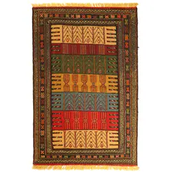 گلیم خراسان دستبافت مدل کردی کد 410350 | گره کارپت